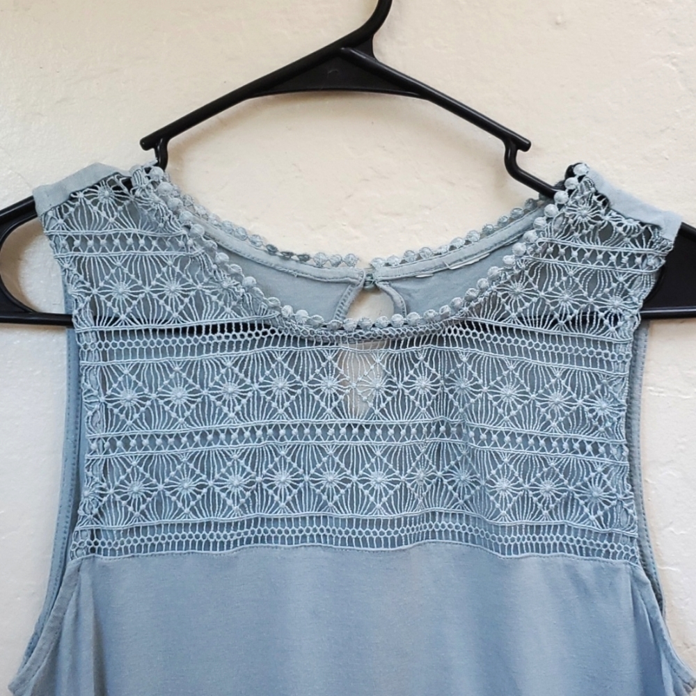 H&M Teal Sleeveless Crochet Top, Size M